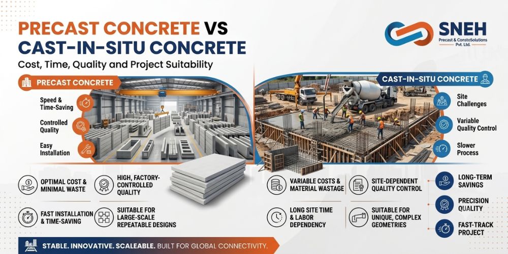 Precast Concrete vs Cast-in-Situ Concrete: Cost, Time, Quality and Project Suitability